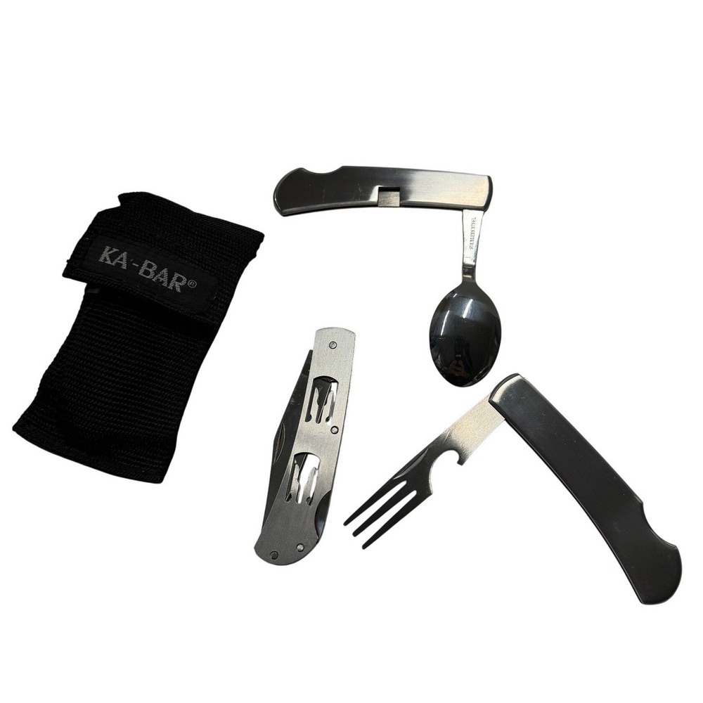 KA-BAR 1300 Hobo Knife 3-Piece Camping Utensil Set with Nylon Sheath Stainless